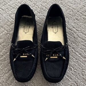 Ted Baker Black Calf Hair Driving Loafers | UK 7 / US 9 | Luxe Slip-On